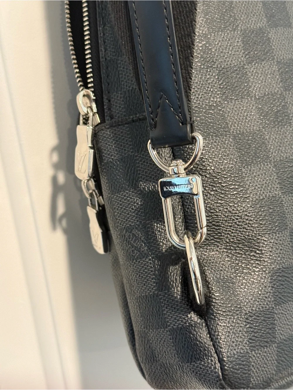 AUTHENTIC Louis Vuitton Black Damier Graphite Avenue Crossbody Sling Bag